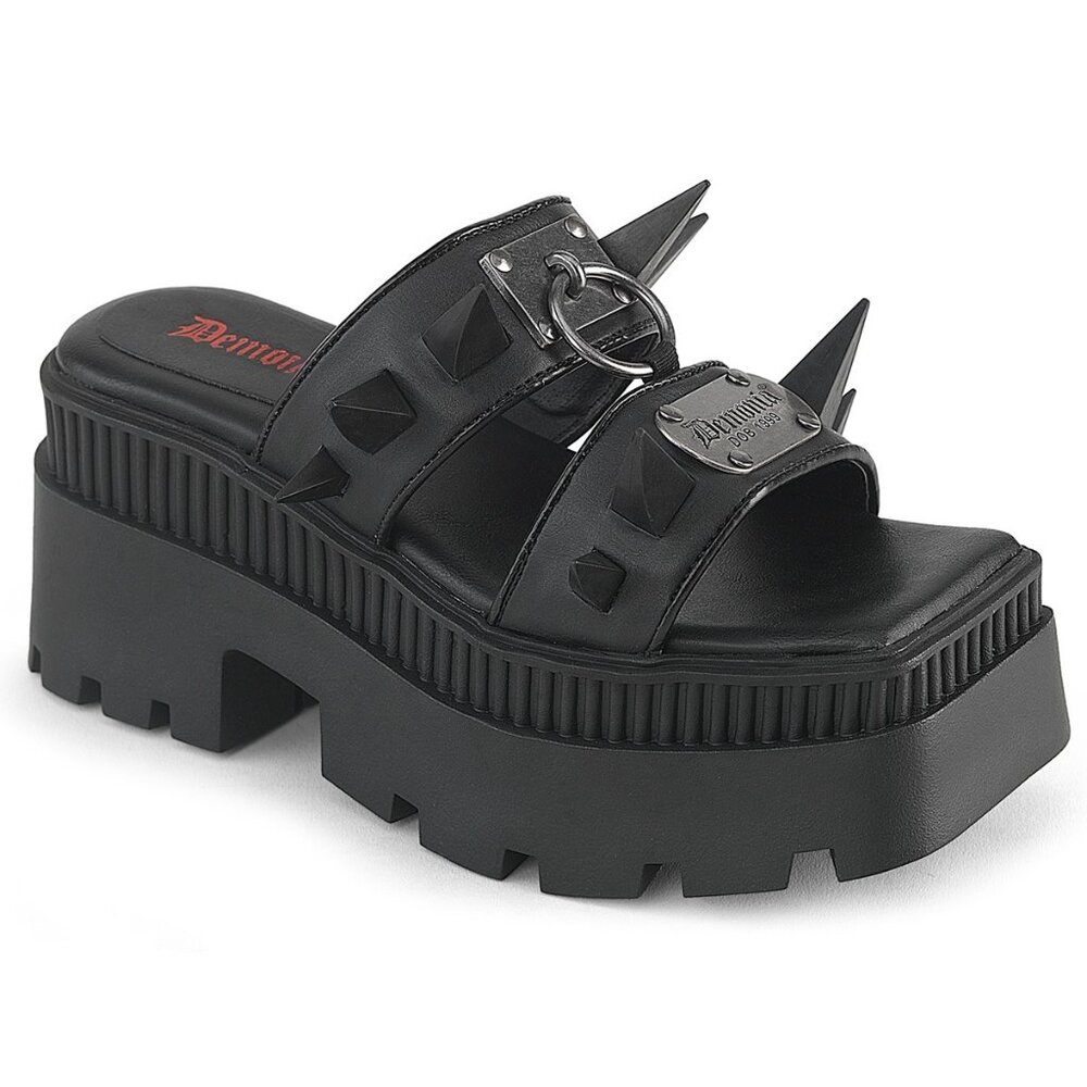 Demonia Wrath 13 Black Platform Sandals with Spikes